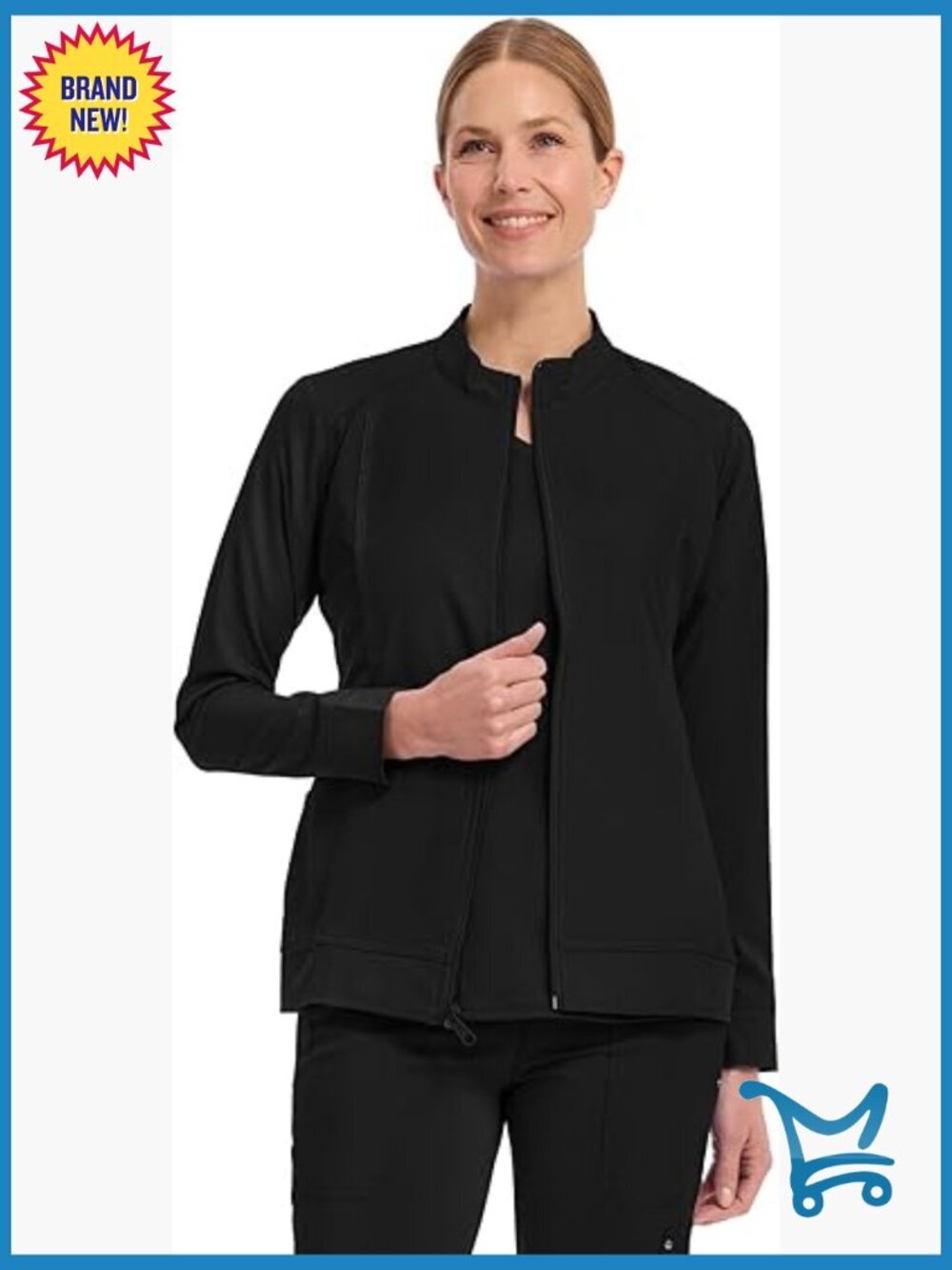 Scrub Jacket, Zip-Up Front with 2-Way Stretch & Kangaroo Pockets